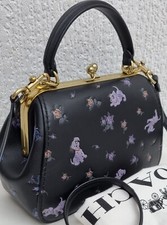 COACH X DISNEY DALMATIANS FRAME BAG 23 FLORAL PRINT BLACK*LIMITED   EDITION*