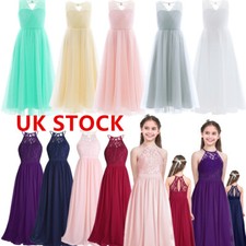 UK Girl Dresses Princess Pageant Wedding Bridesmaid Party Prom Long Gown Costume
