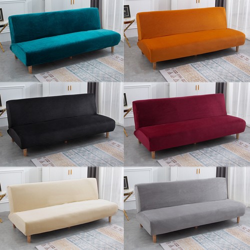 Velvet armless sofa bed - sofa,