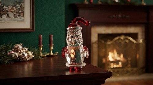 Glass faceted santa tall - faceted,