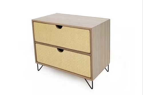 Drawer storage chest rattan - 2-drawer,