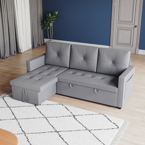 Faux leather sofa bed seater - 3,