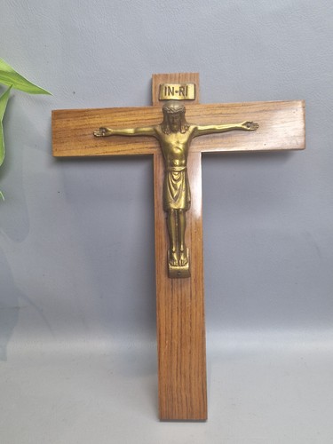 Vintage large crucifix brass - vintage,