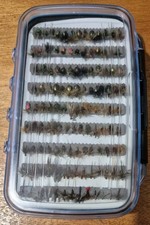 LARGE FLY BOX WITH LOTS OF TROUT FLIES SIZES 20 TO 14 GREAT SELECT BOX IS SUPERB
