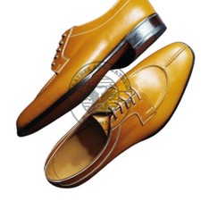 Top Fashion Mustard Handmade Split Toe Design Cow Leather Shoes For Men's