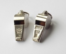 VINTAGE ACME THUNDERER & MITRE WHISTLES SPORTS REFEREE POLICE PERSONNEL ALARM