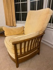 Ercol Renaissance Natural Fabric & Wooden Armchair / Chair