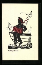 Postcard Sailor Playing On The