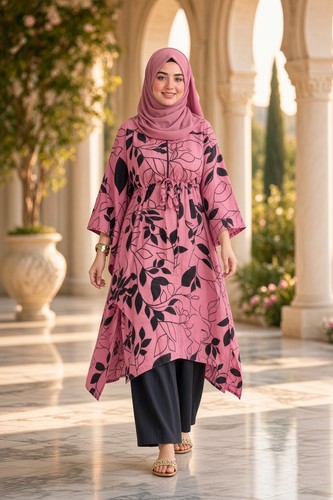 Pink mid length kaftan xl - pink,