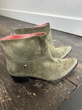 Zadig Voltaire Khaki Leather Suede Boots 39 / 6 Excellent Condition