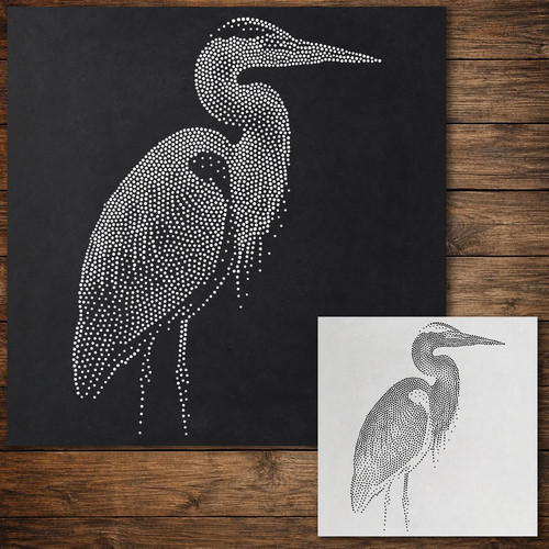 Heron stipple art - stipple, stencil
