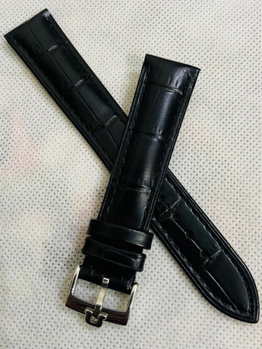 18mm omega black leather - black,