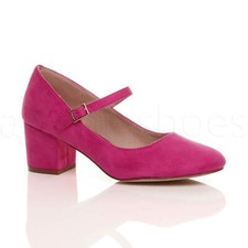 WOMENS LADIES MID BLOCK HEEL