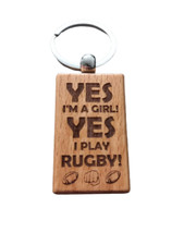 Girls Personalised Rugby Keyring Girls Rugby Bag Tag / Rugby Team Keyrings