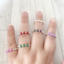 Czech Bead Ring Stretch Silver