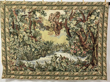 Vintage French Forest Lake Scene Wall Hanging Tapestry 180x134 cm
