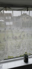 White Patterned Net Curtains - 130 ins Length, 45 ins Drop