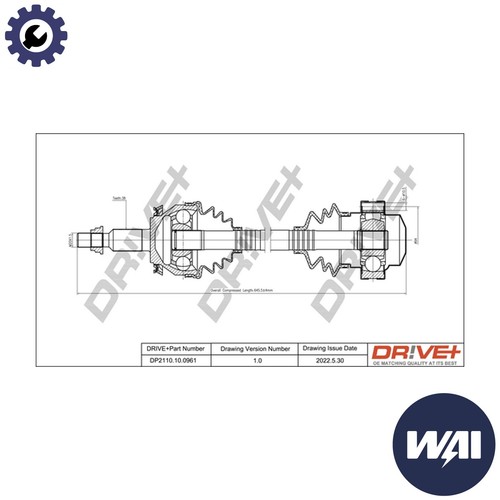 Drive shaft dp2110 0961 - shaft, dp2110.10.0961