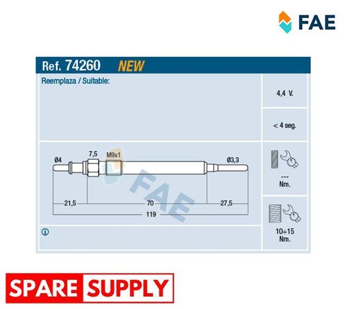Glow plug for fiat - fiat, 500
