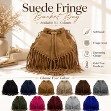 Real suede fringe bag - real,