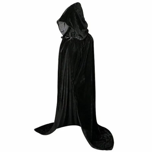 Black velvet hooded - velvet, cloak