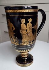 Spyropoulos Greek Black Large Pitcher Jug Vase - 24 K Gold Trim