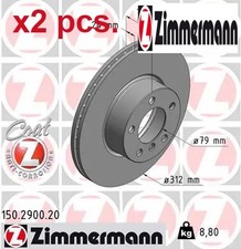 X2 PCS FRONT BRAKE DISC SET LEFT & RIGHT 150.2900.20 ZIMMERMANN I