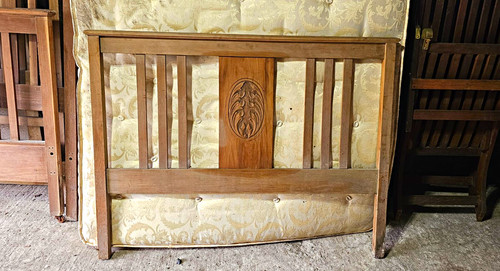 Vintage wooden double bed - vintage,