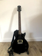 Epiphone Les Paul Junior Black Electric Guitar Skull Strap & Soft Case Restrung