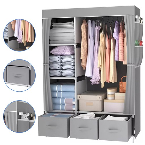 Large fabric canvas wardrobe - fabric,