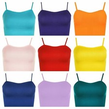 WOMENS LADIES SLEEVELESS STRAPPY BANDEAU PLAIN CAMISOLE BOOBTUBE BRALET CROP TOP