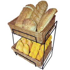 2 Tier Counter Basket Stand - Black Wire Frame for Shop, Fairs & Home (T10+)