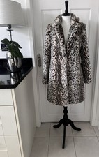 NEW LOOK .. Fabulous Animal print Faux Fur Coat Size 10