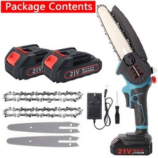 6/8-Inch 21V Electric Cordless Chainsaw Handheld Mini Saw Wood Cutter +2 Battery