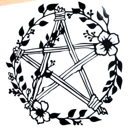 Pentagram flower decal - pentagram,