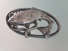 Vintage Miracle 5.5 cms Scottish Leaping Salmon Fish Brooch Pin.