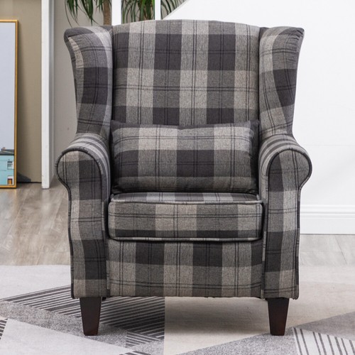 Checkered armchair wing back - wing,