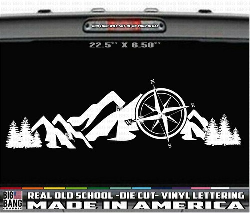 Travel compass mountain decal - mountain,