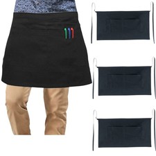 3 x Black Short Waist Aprons 2
