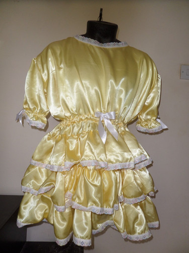 Adult baby sissy yellow satin - baby,