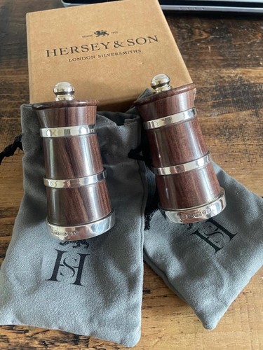 Pair silver turned wood - of,