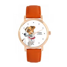 Toff London TLWS-51208 Ladies Brown Jack Russell Terrier Dog Head Watch