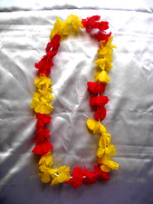 3 Yellow & Red  Hawaiian Flower Lei,  Fancy Dress