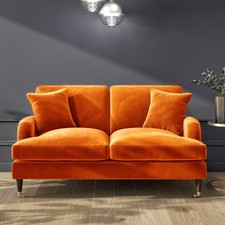 Orange Velvet Sofa 2 Seater