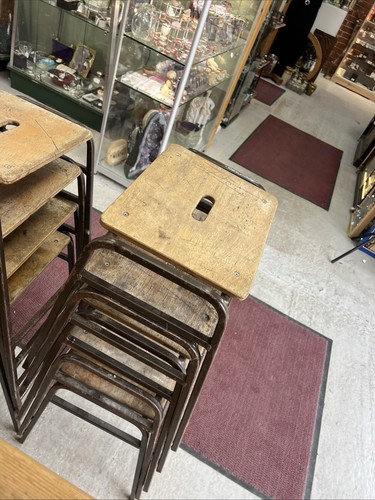 Old vintage school stool seat - vintage,