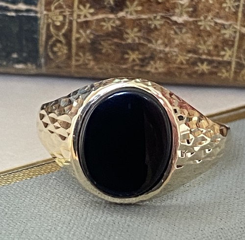 Gents 9ct gold onyx - gents,