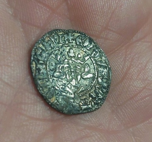 Silver hammered penny coin - hammered,