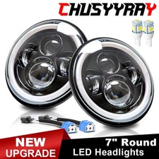 Pair 7" LED Headlighs Halo E Marked RHD For Land Rover Defender 90 110 TDI TD5