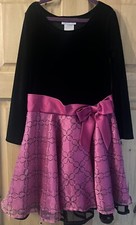 Bonnie Jean Girls Party Dress ? Age 6 ? Black & Pink (velour / Layered)