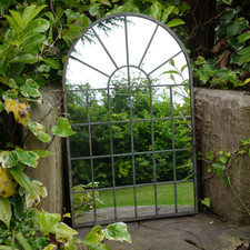 Arched Metal & Glass Garden Mirror - 77cm x 49cm